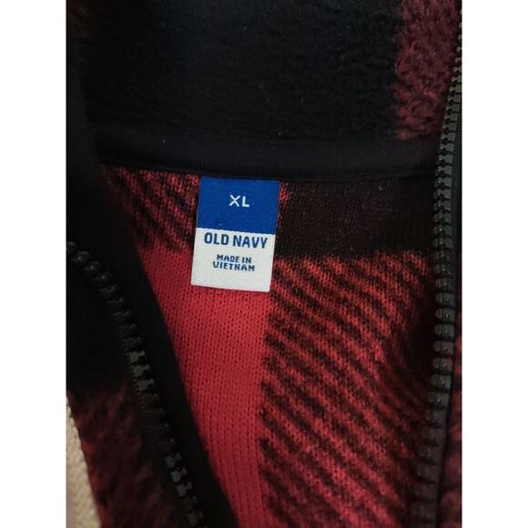 Old Navy Women's Fleece Buffalo Plaid Jacket Quarter Zip Size X L Red Black - Picture 5 of 8